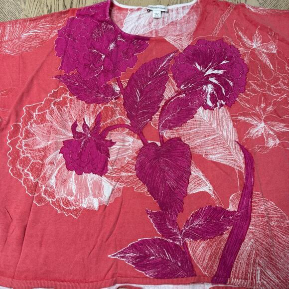 Coldwater Creek Pink Floral Silk Blend Oversized Top Poncho Like XL - Picture 4 of 8
